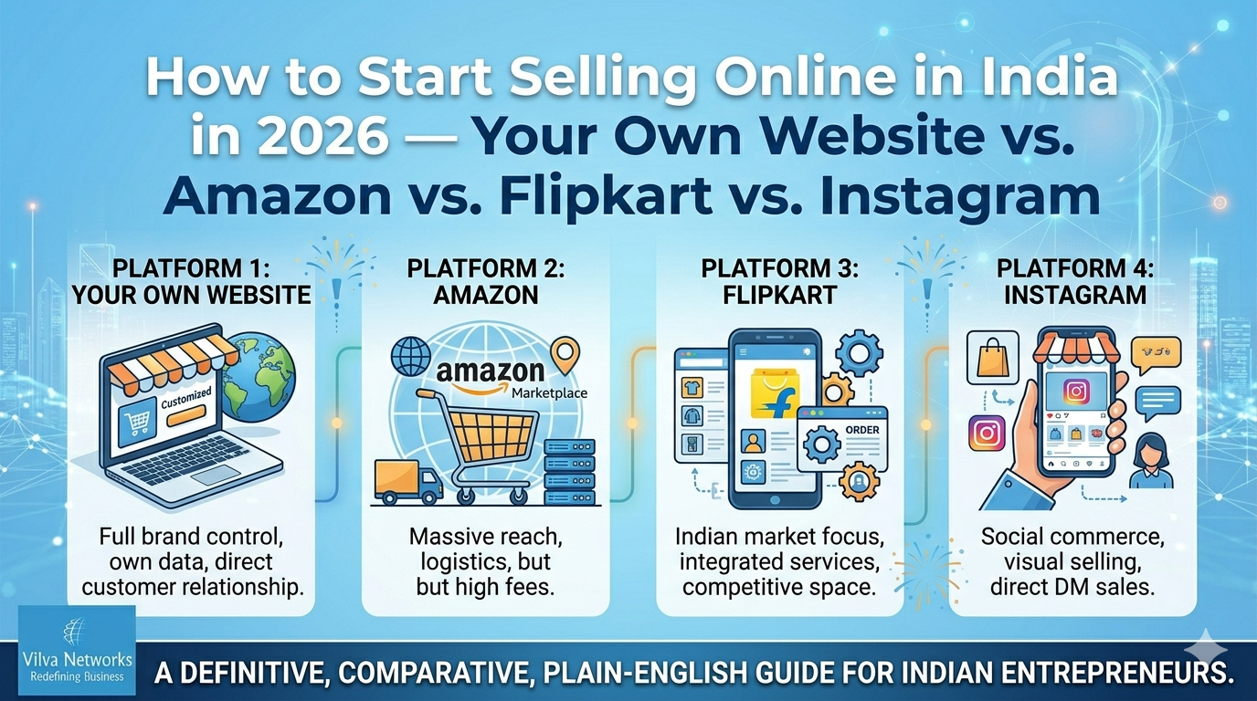 How to Start Selling Online in India in 2026 ā Your Own Website vs. Amazon vs. Flipkart vs. Instagram