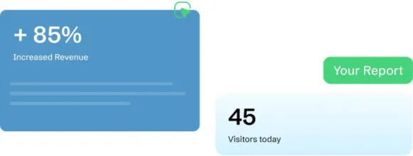 Analytics dashboard tracking visitors, leads, and customers